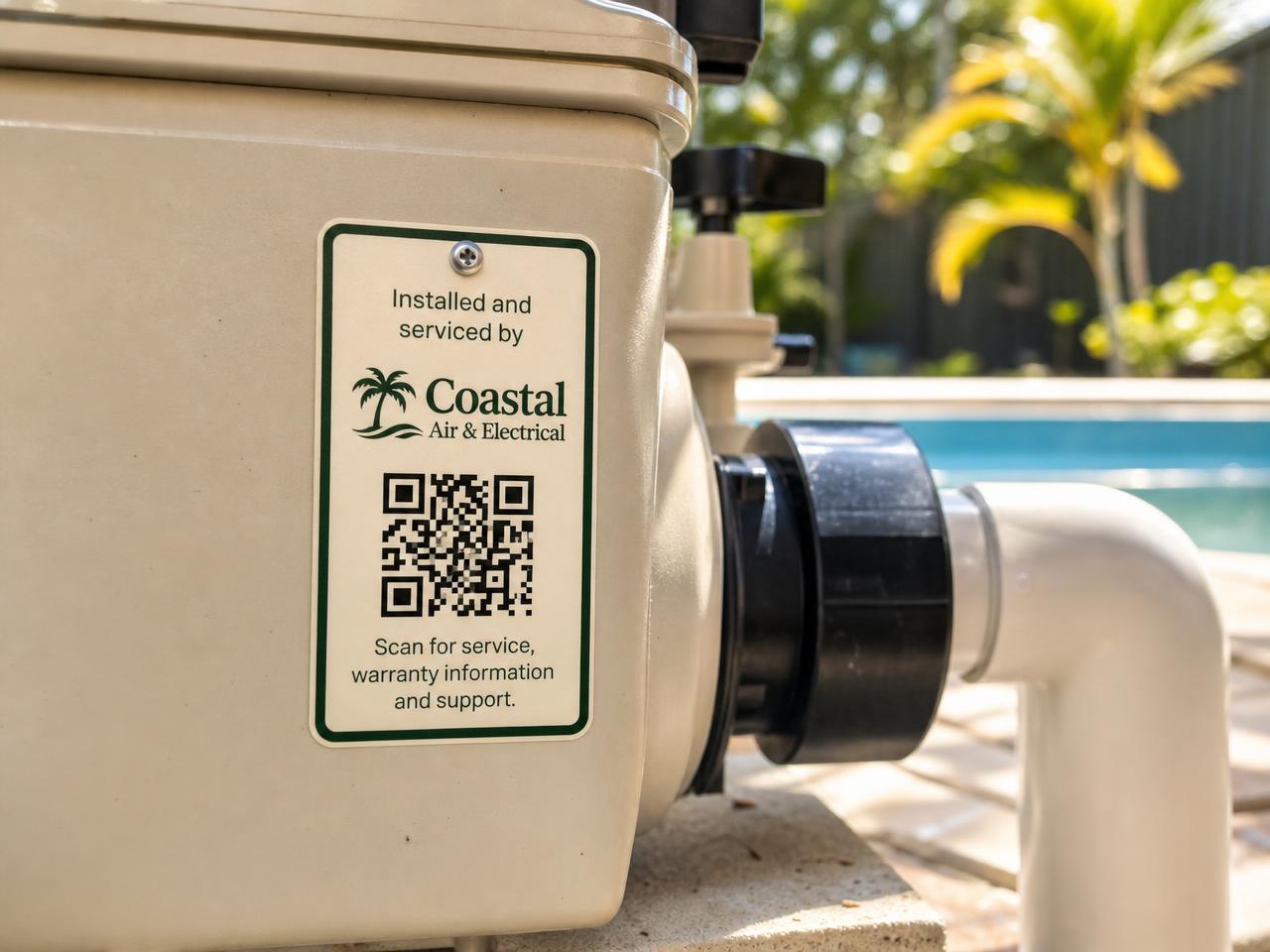 A durable service tag attached to installed equipment